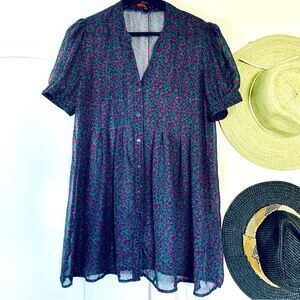 Forever 21 Floral Shear/See-Through Dressy Babydoll Tunic Blouse | Size: M